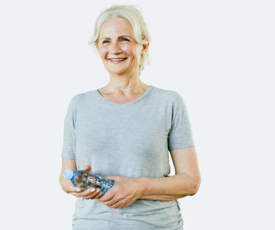 Woman holding a water bottle