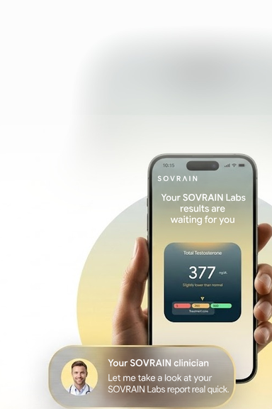 Stock phone screenshot of a sample provider message card, standing in for real Sovrain messaging