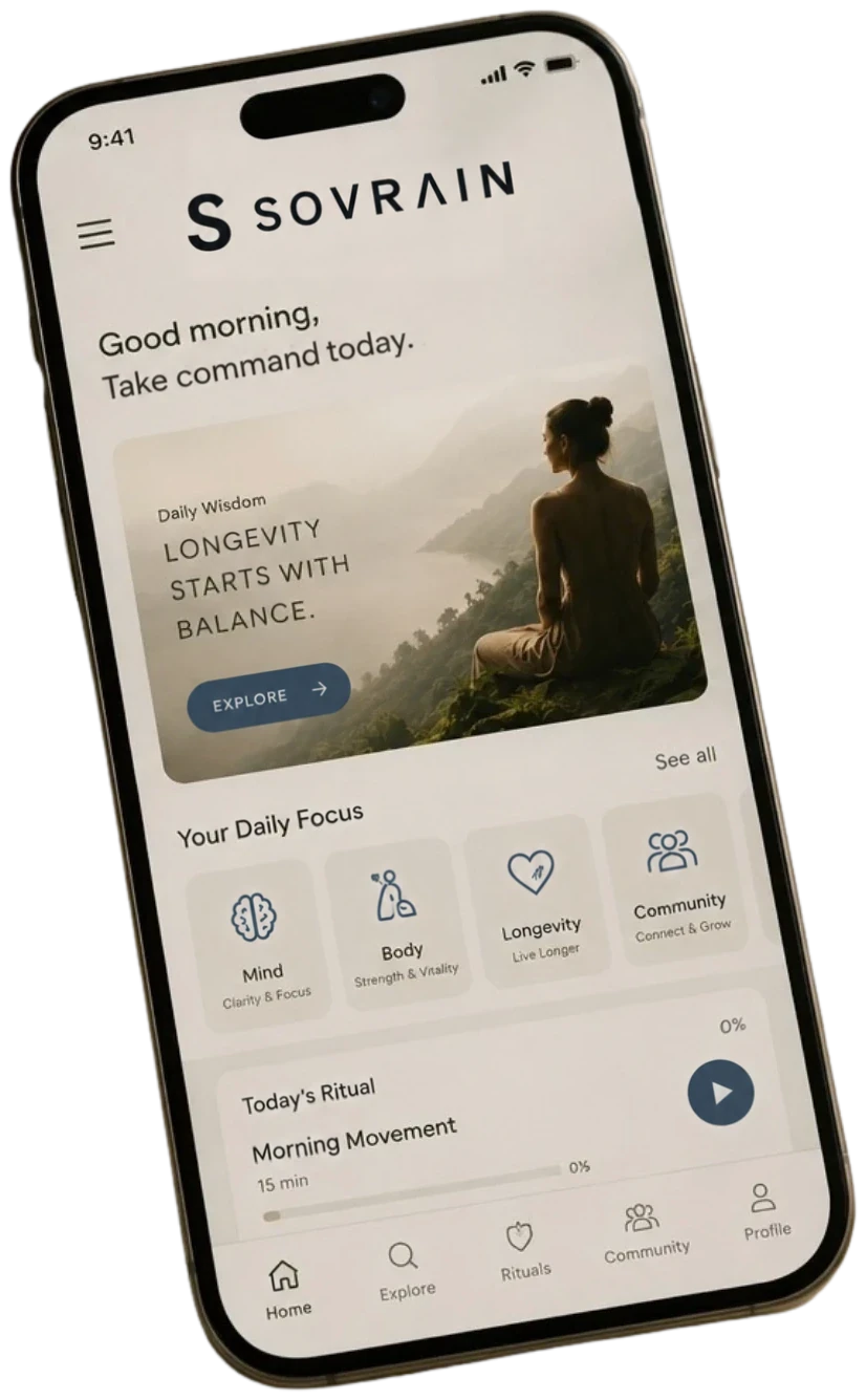 The Sovrain app home screen